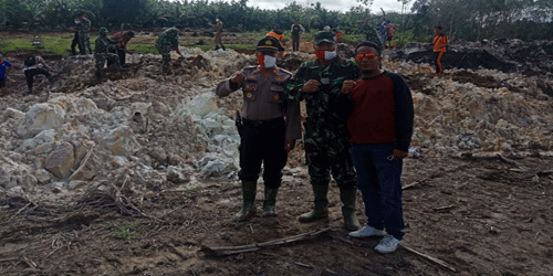 Gerakan Cepat, Personel Satgas TMMD Bangun Embung Sudah Terlihat