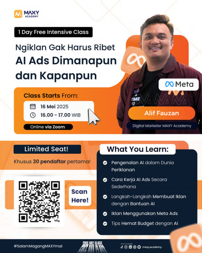 Maksimalkan Iklan Digital Lewat AI: MAXY Academy Gelar Kelas Gratis untuk Publik