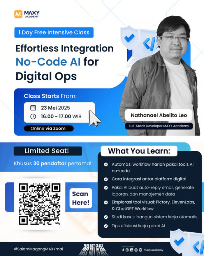 Maxy Academy Siap Gelar “AI No-Code”, Kelas Gratis Membangun Otomatisasi Kerja Tanpa Coding