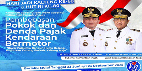 Optimalisasi PAD, Pemprov Kalteng Keluarkan Kebijakan Pembebasan Pokok dan Denda Pajak Plat KH