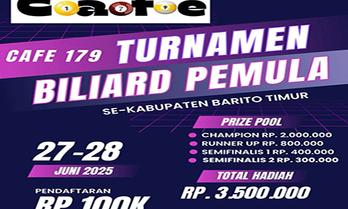 Ayo Daftar..Cafe 179 Gelar Turnamen Biliard se-Kabupaten Barito Timur