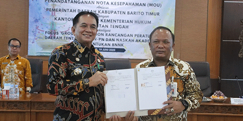 Dorong Pembentukan BNNK, Bupati Bartim Teken Nota Kesepahaman dengan Kemenkumham Kalteng