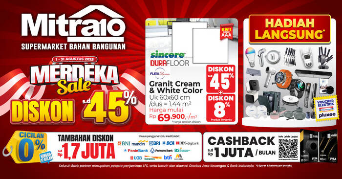 Belanja Merdeka di Mitra10! Diskon Hingga 45% dan Hadiah Langsung Tanpa Diundi