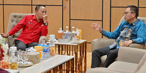 Plt Sekda Leonard S Ampung Bertemu Wagub Krisantus, Bahas Rencana Pembangunan Jembatan Penghubung Kalteng-Kalbar