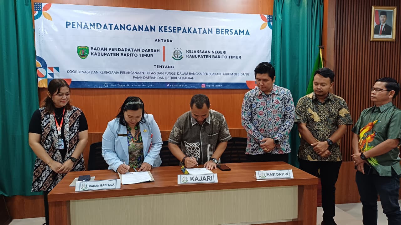 Bapenda dan Kejari Barito Timur Teken MoU Perkuat Penegakan Hukum Pajak Daerah